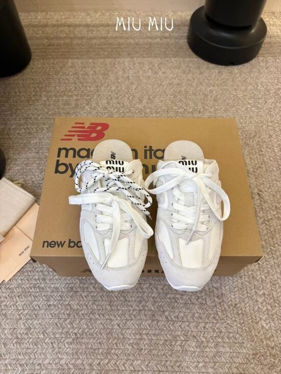 Miu Miu Shoes - Miu Miu x New Balance White Slip On Mule Sneakers